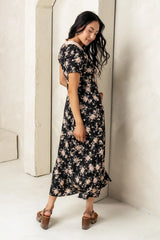 Vera Floral Maxi Dress in Black