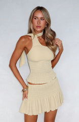 Break The Limits Shirred Mini Skirt Pistachio