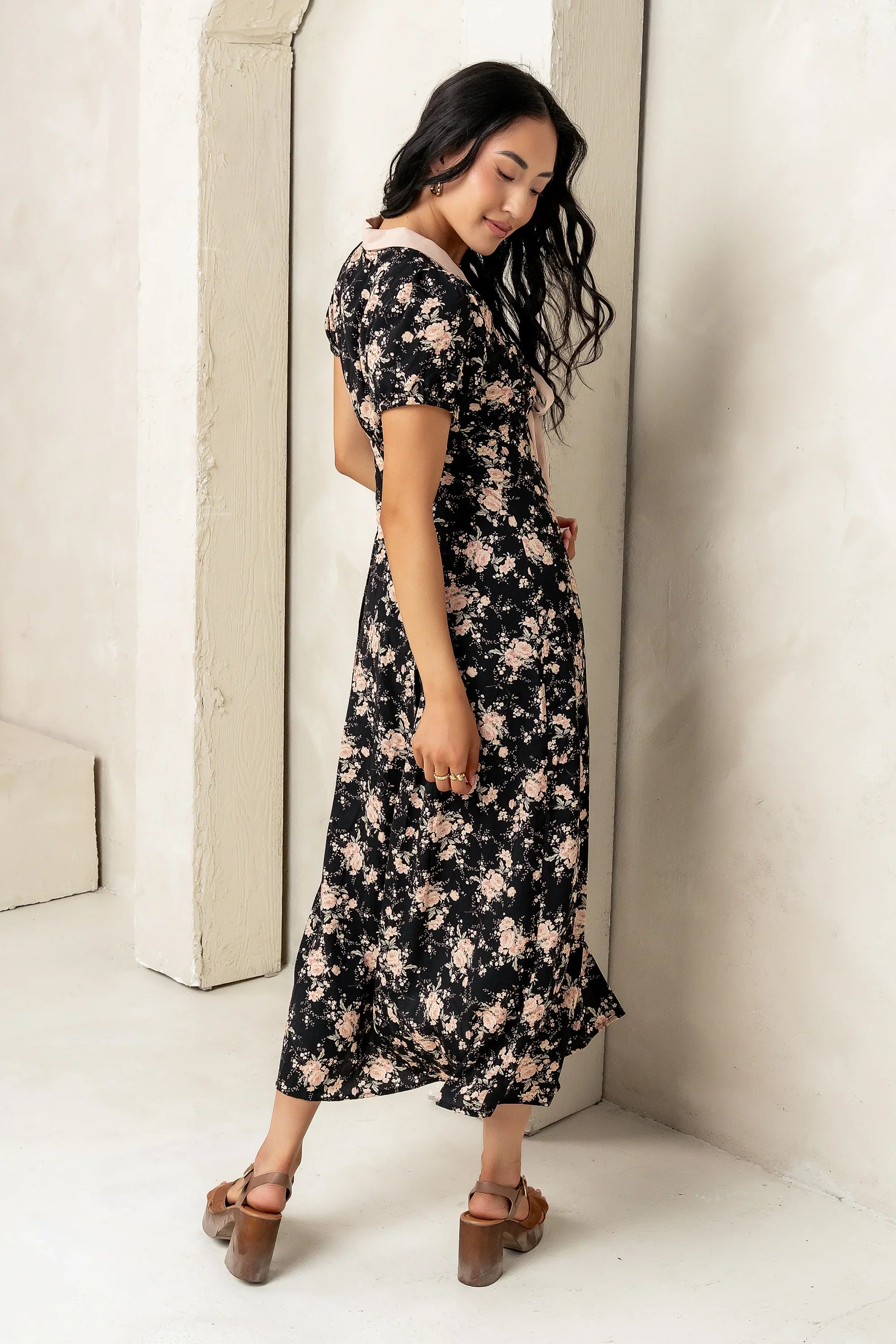 Vera Floral Maxi Dress in Black