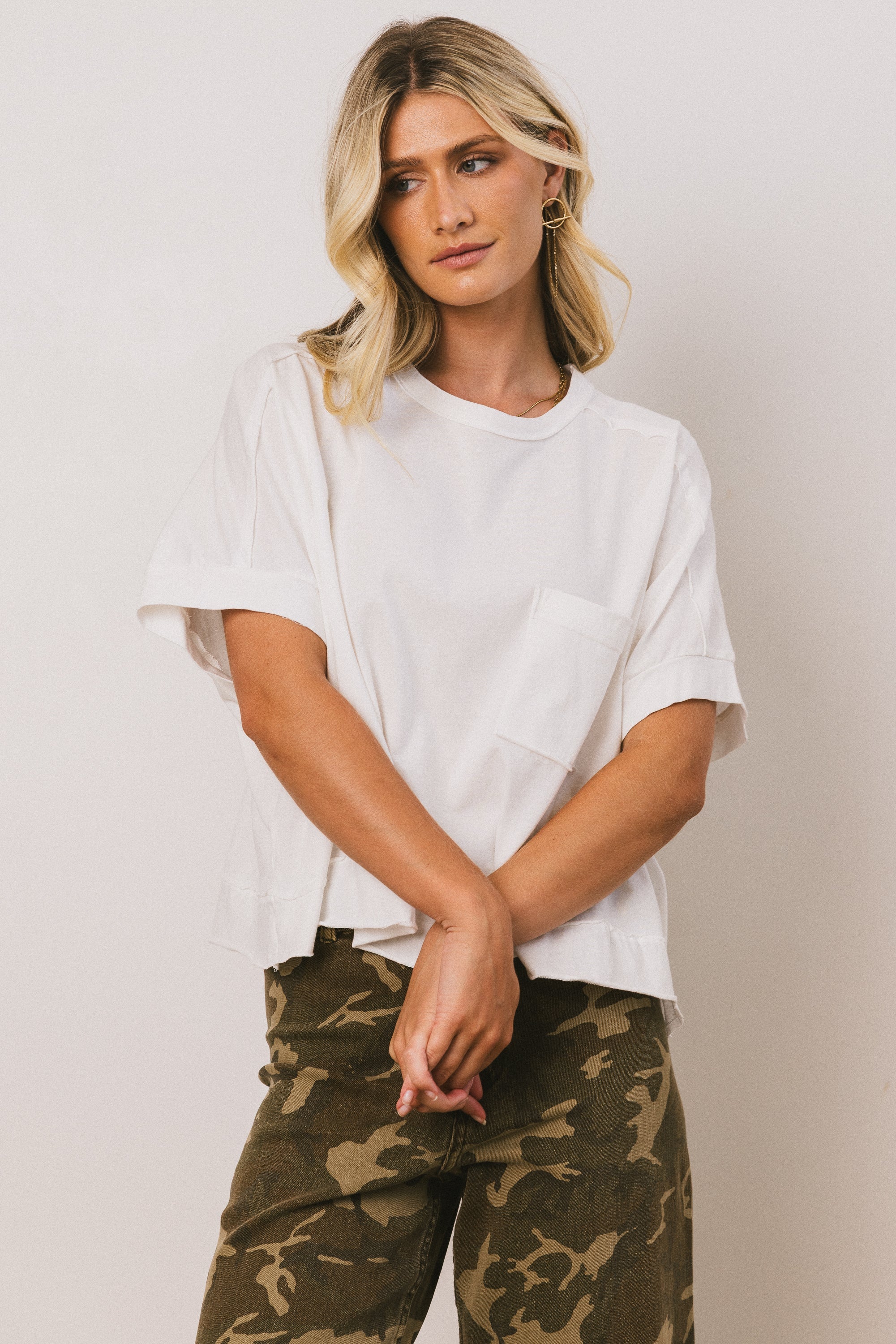 Ria Boxy Tee in White
