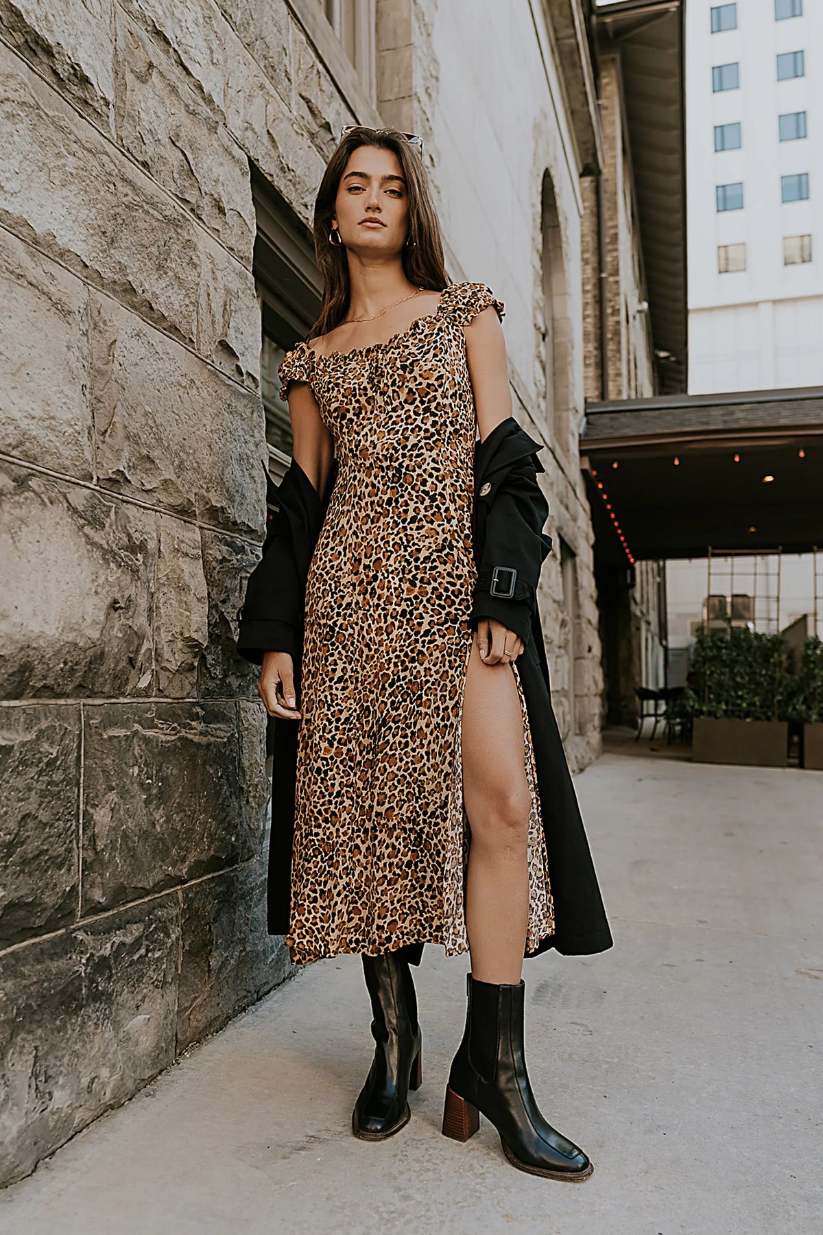 Kylie Leopard Midi Dress