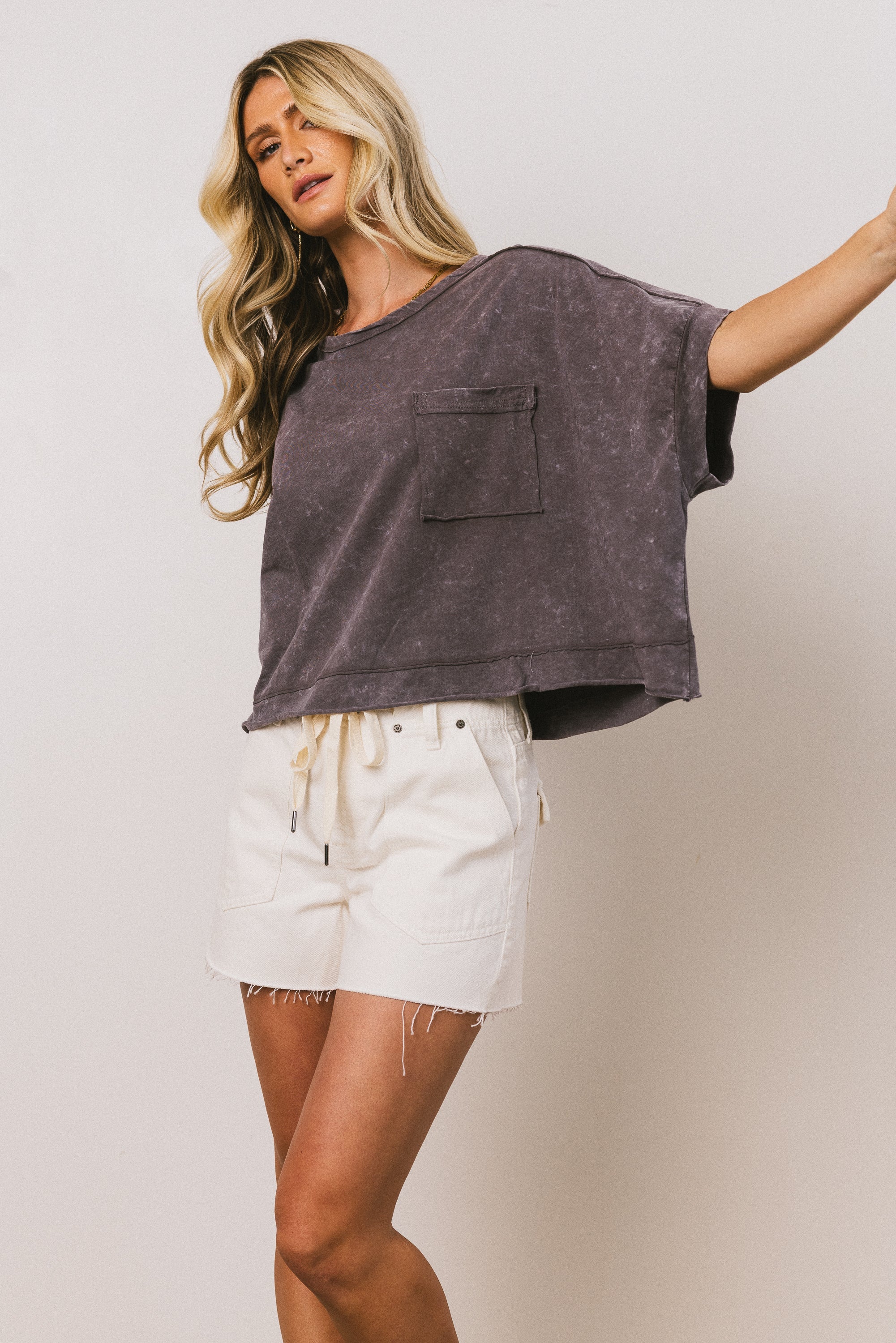Ria Boxy Tee in Charcoal