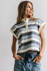 Niko Striped Top in Blue