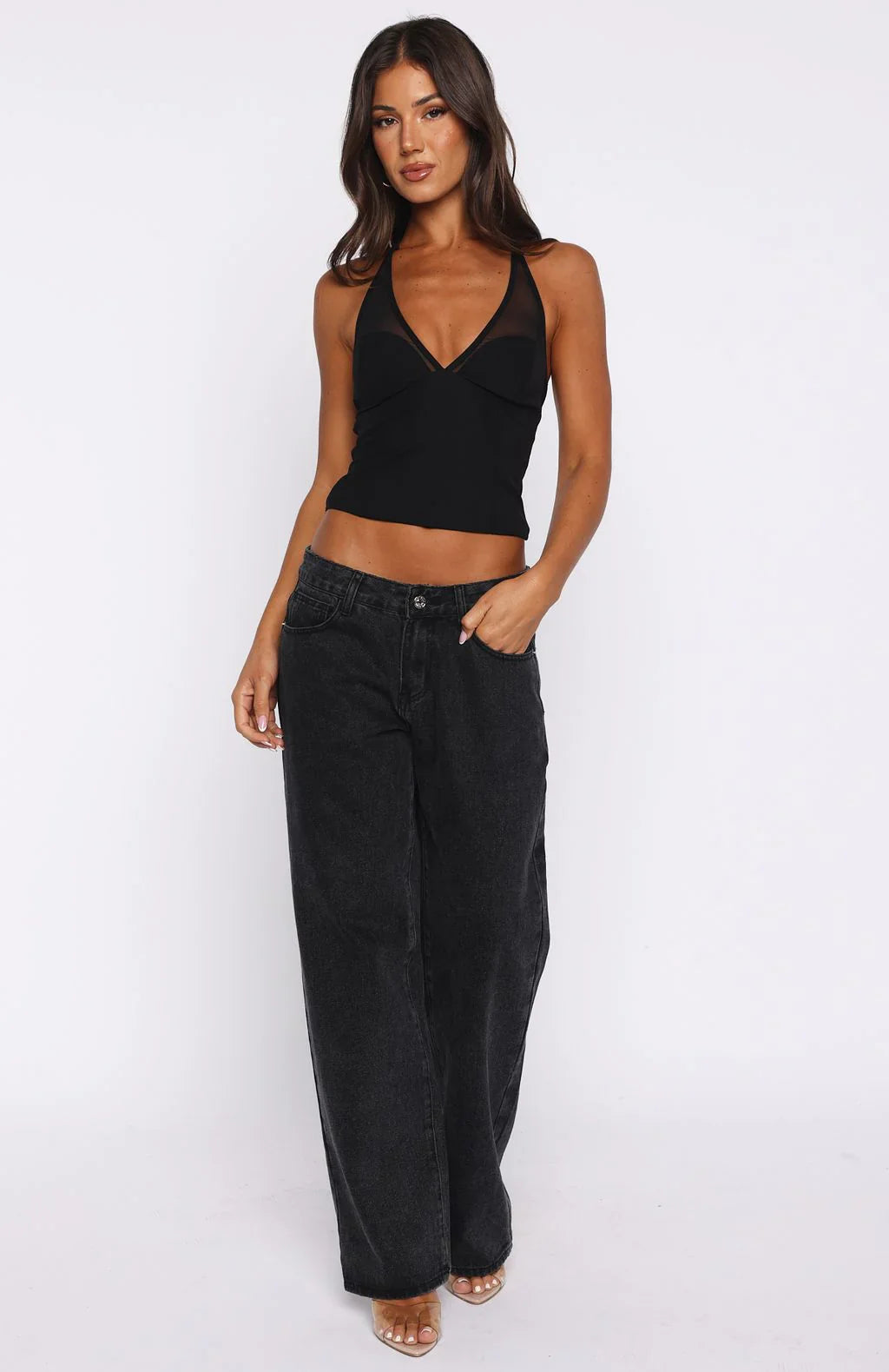 From The Skies Halter Top Black