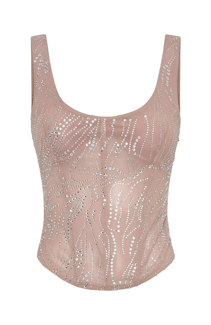 Tender Shadows Embellished Top Nude