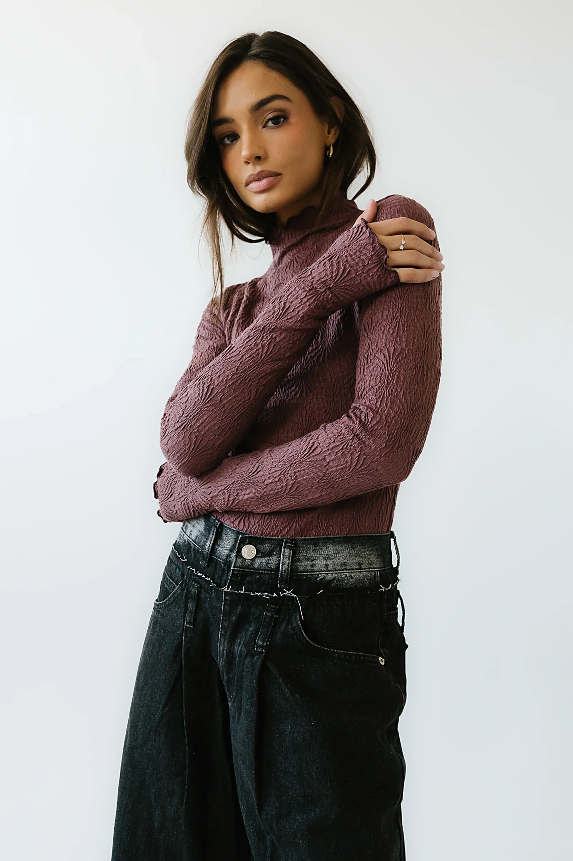 Benny Textured Top in Berry