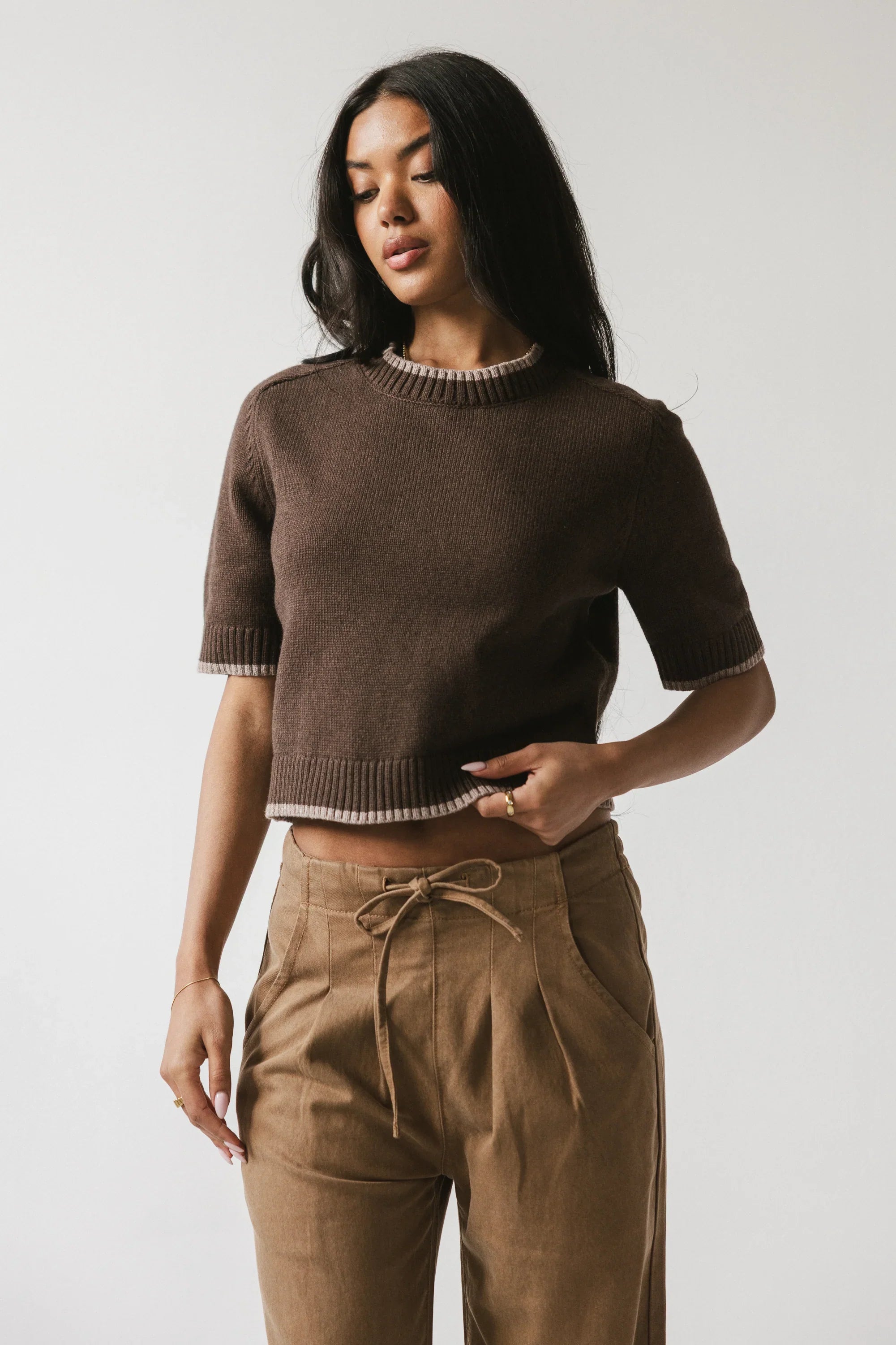 Rumple Contrast Top in Brown