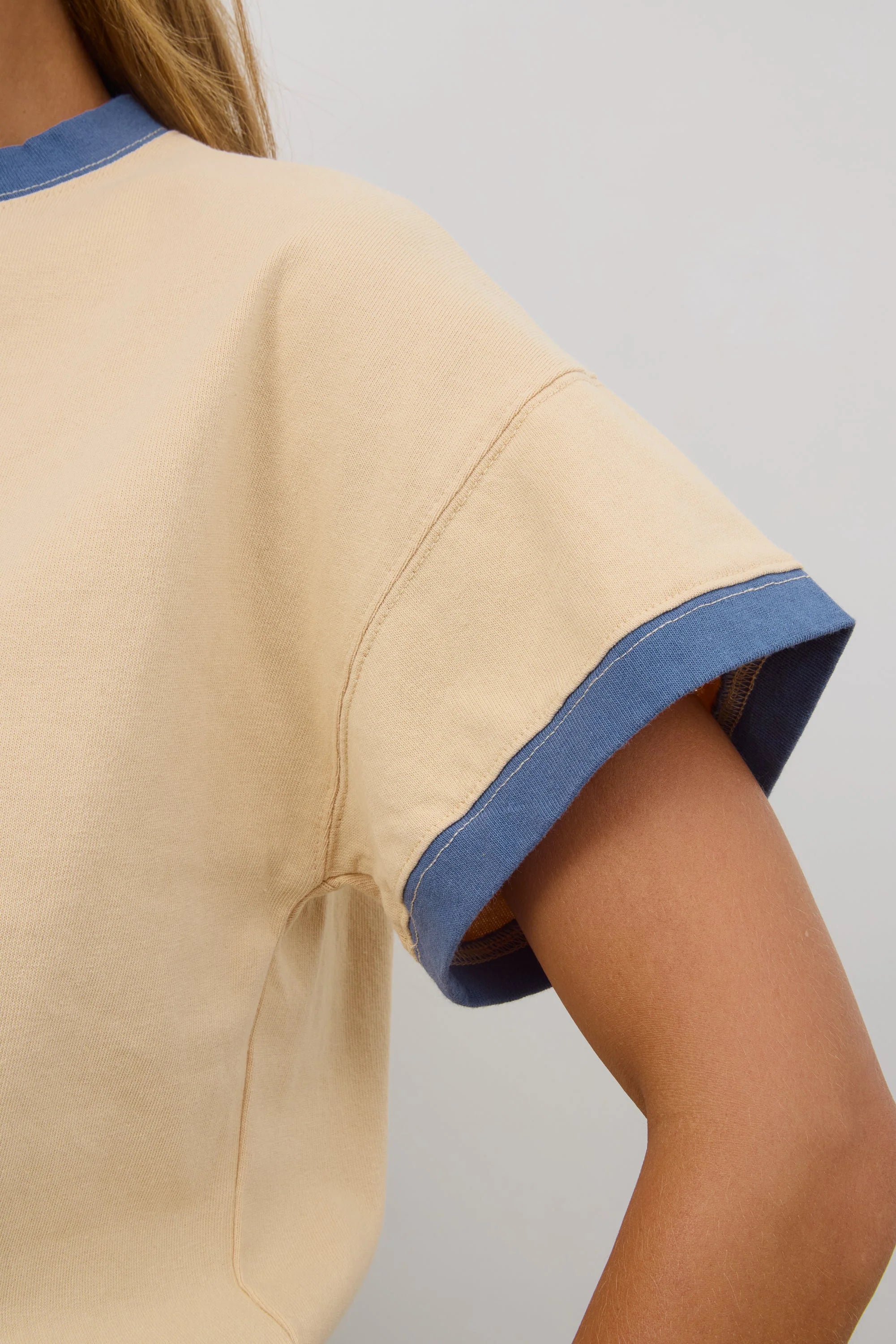 Jace Contrast Tee in Beige
