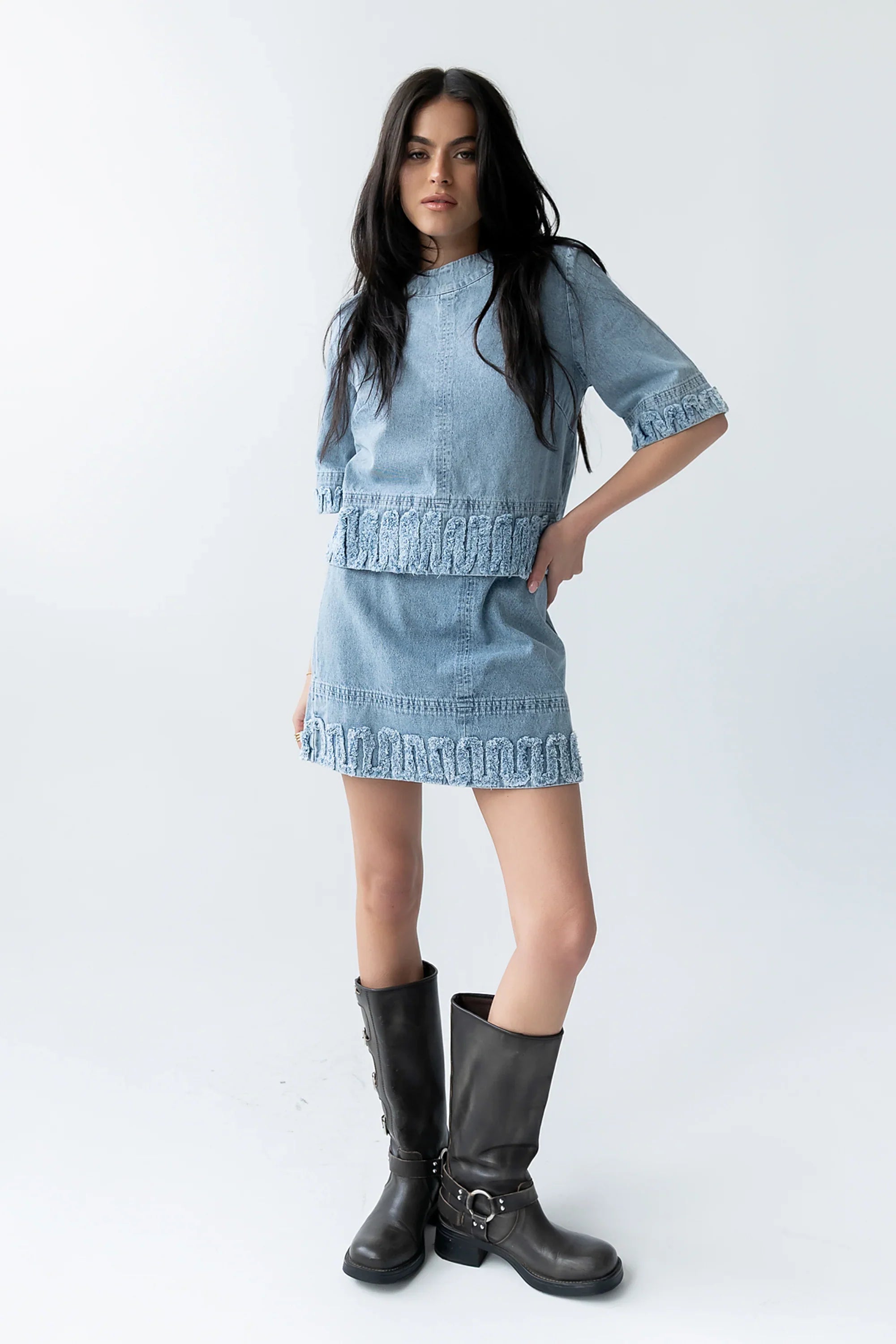 Jana Light Wash Denim Top