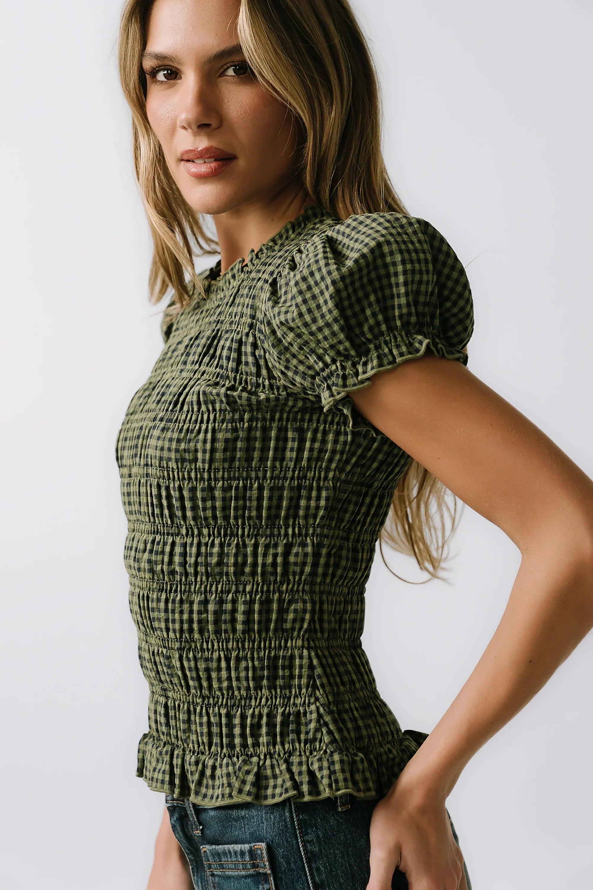 Ruth Smocked Top in Green