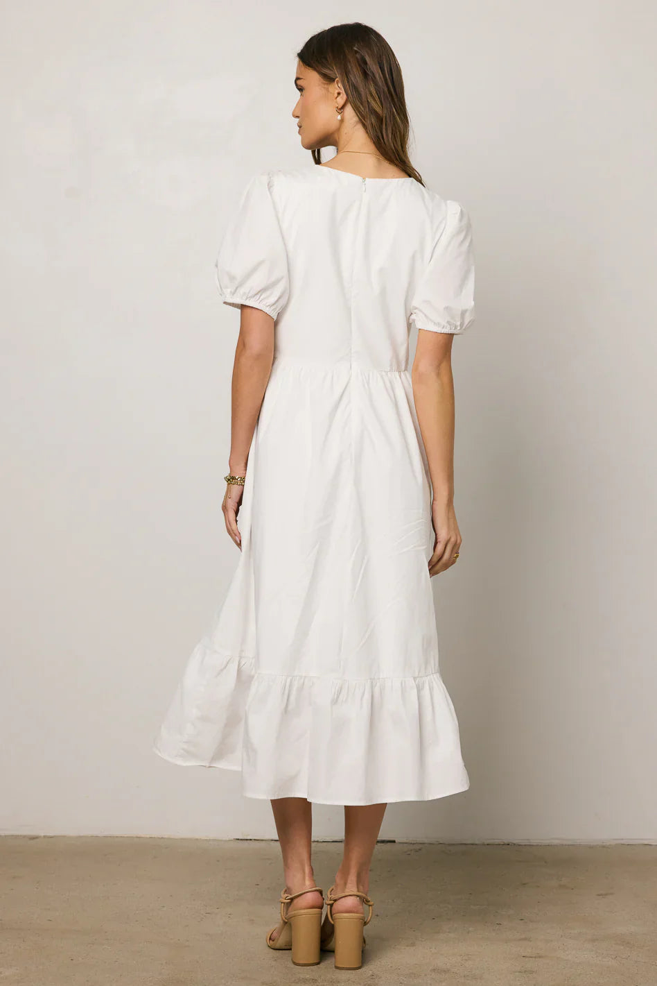 Jozette Floral Midi Dress in Off White